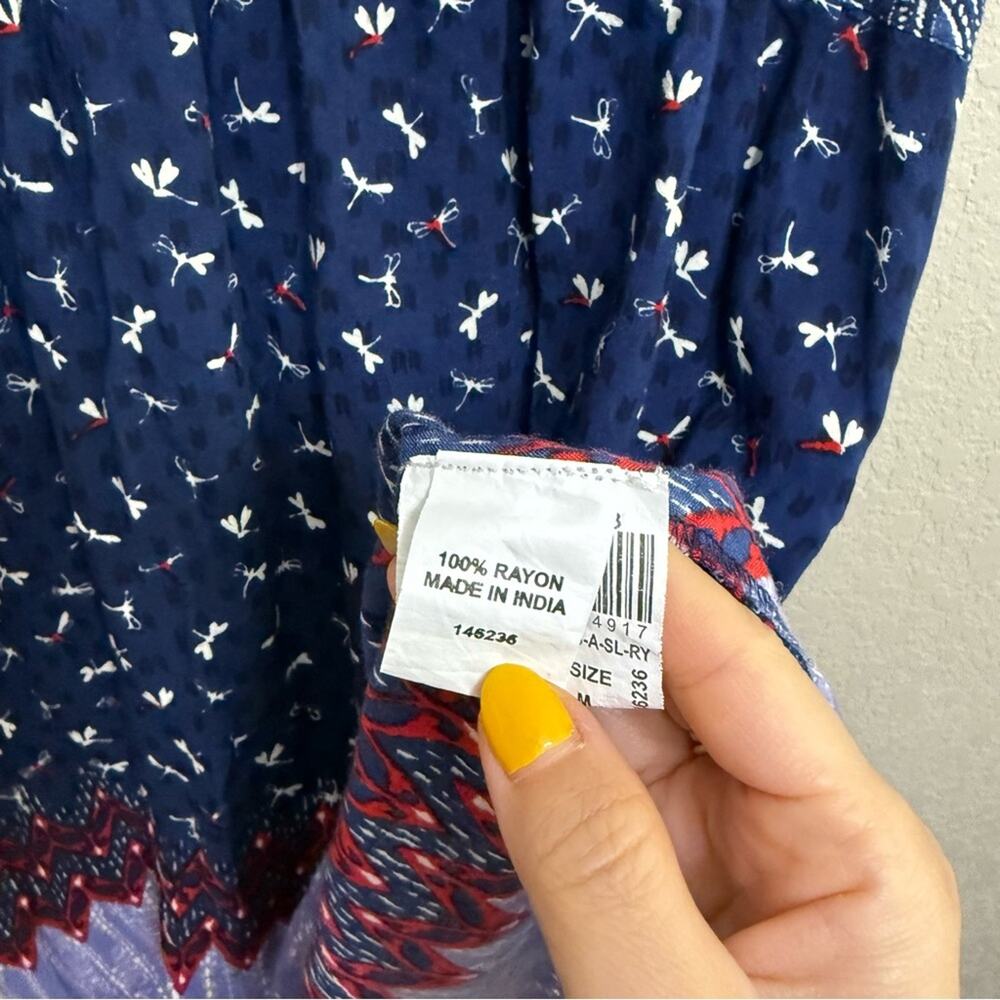 Akkriti women sz M Vibrant Navy and Red Patterned Dress - Picture 11 of 13